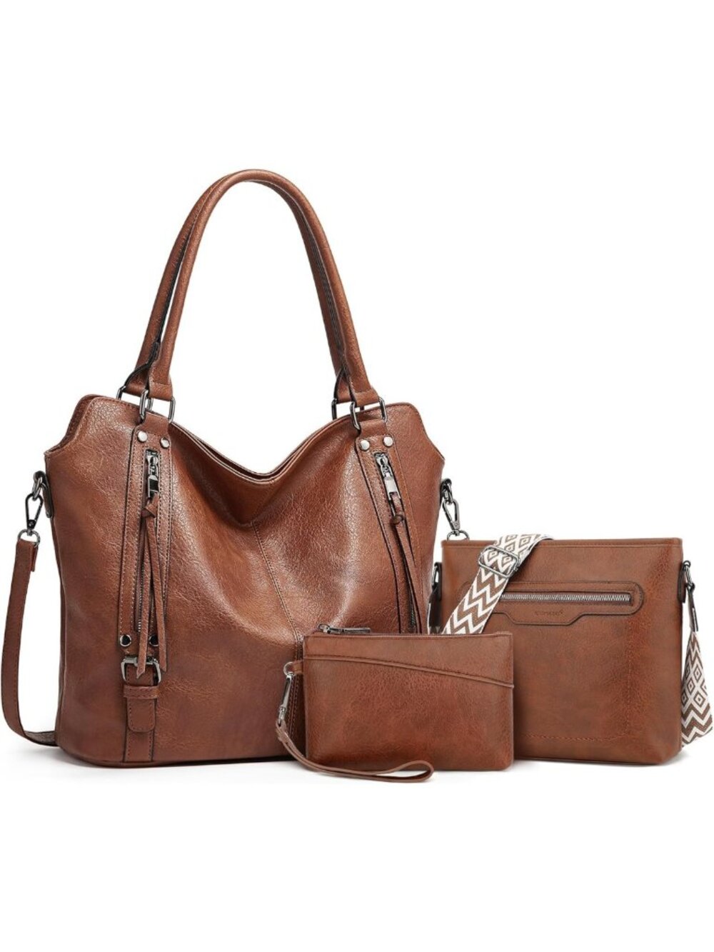 Stylish Large Leather Tote Handbag for Women | Crossbody Purse with Wallet